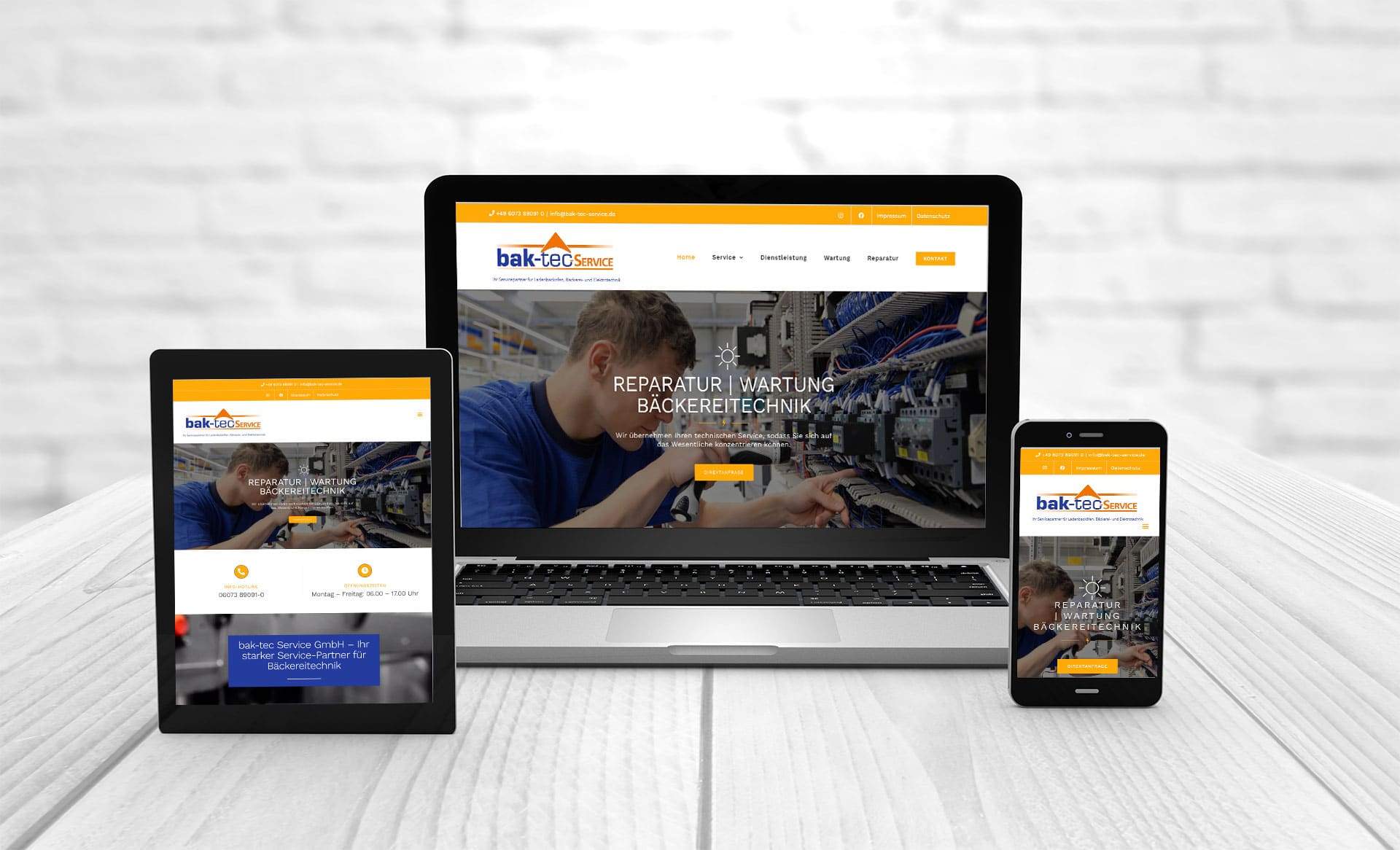 Professionelles Webdesign, Referenzen Bak-tec-Service GmbH