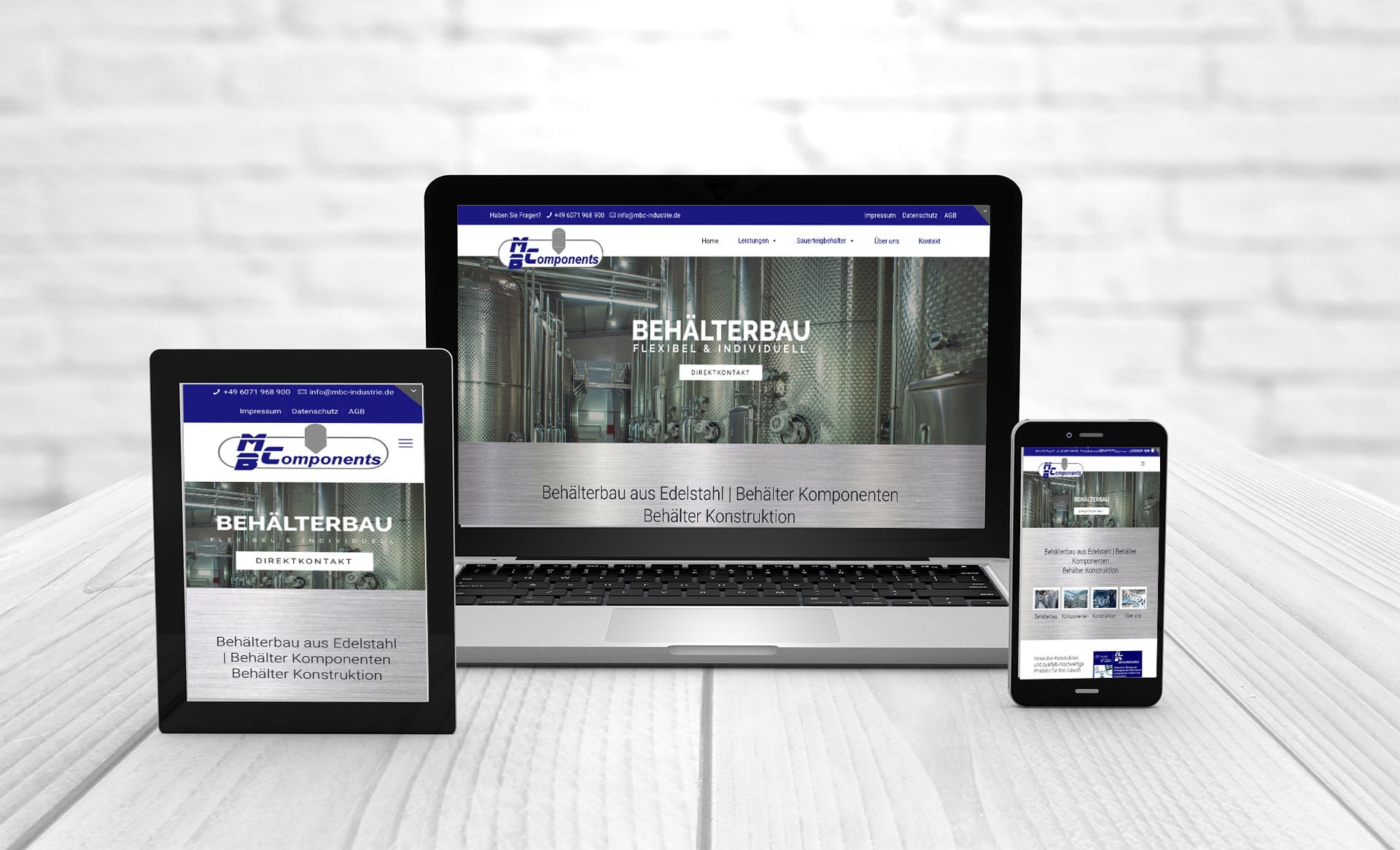 Professionelles Webdesign, Referenzen MBComponents Behälterbau