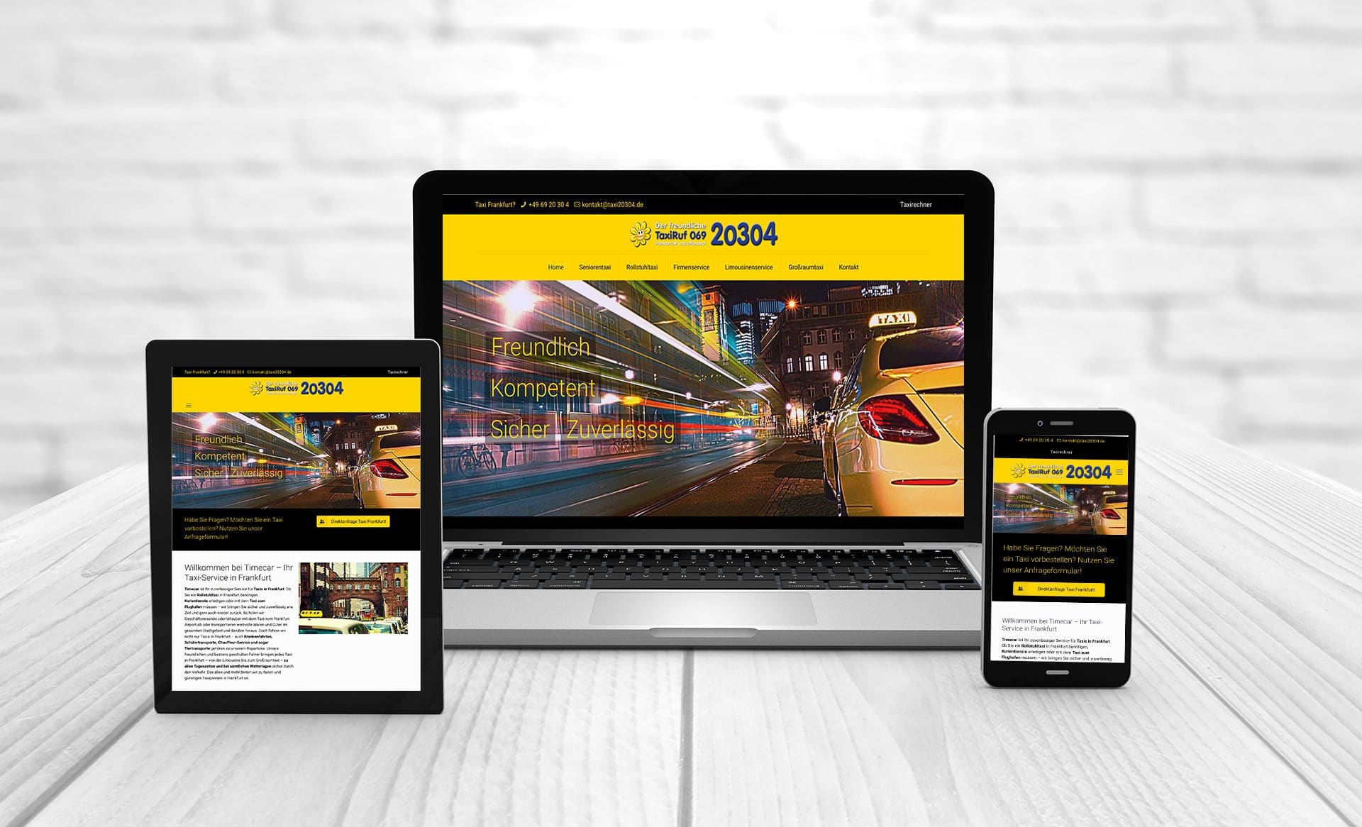 Professionelles Webdesign, Referenzen Taxi Timecar-Frankfurt