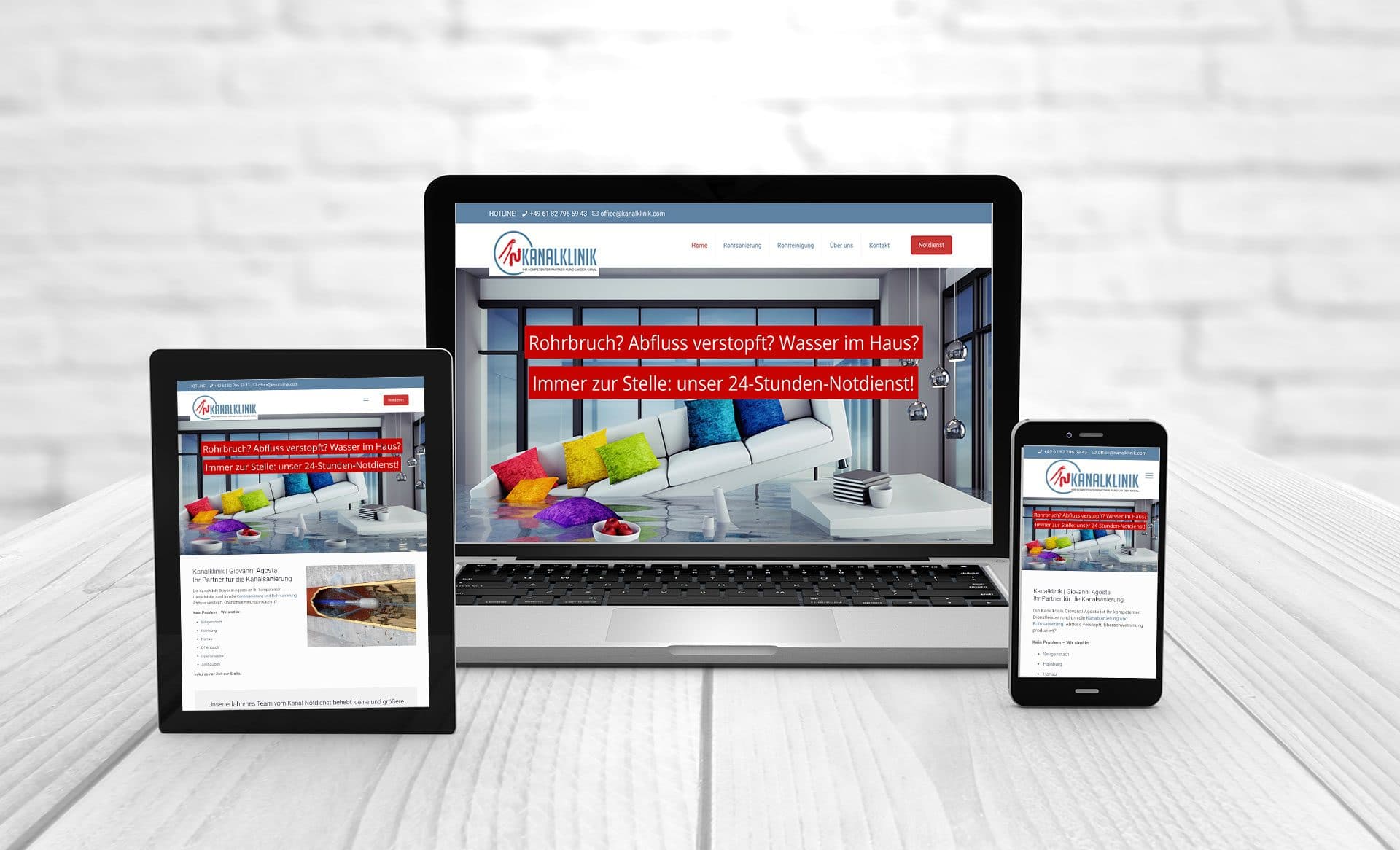 Professionelles Webdesign, Referenzen Kanalklinik Kanalnotdienst