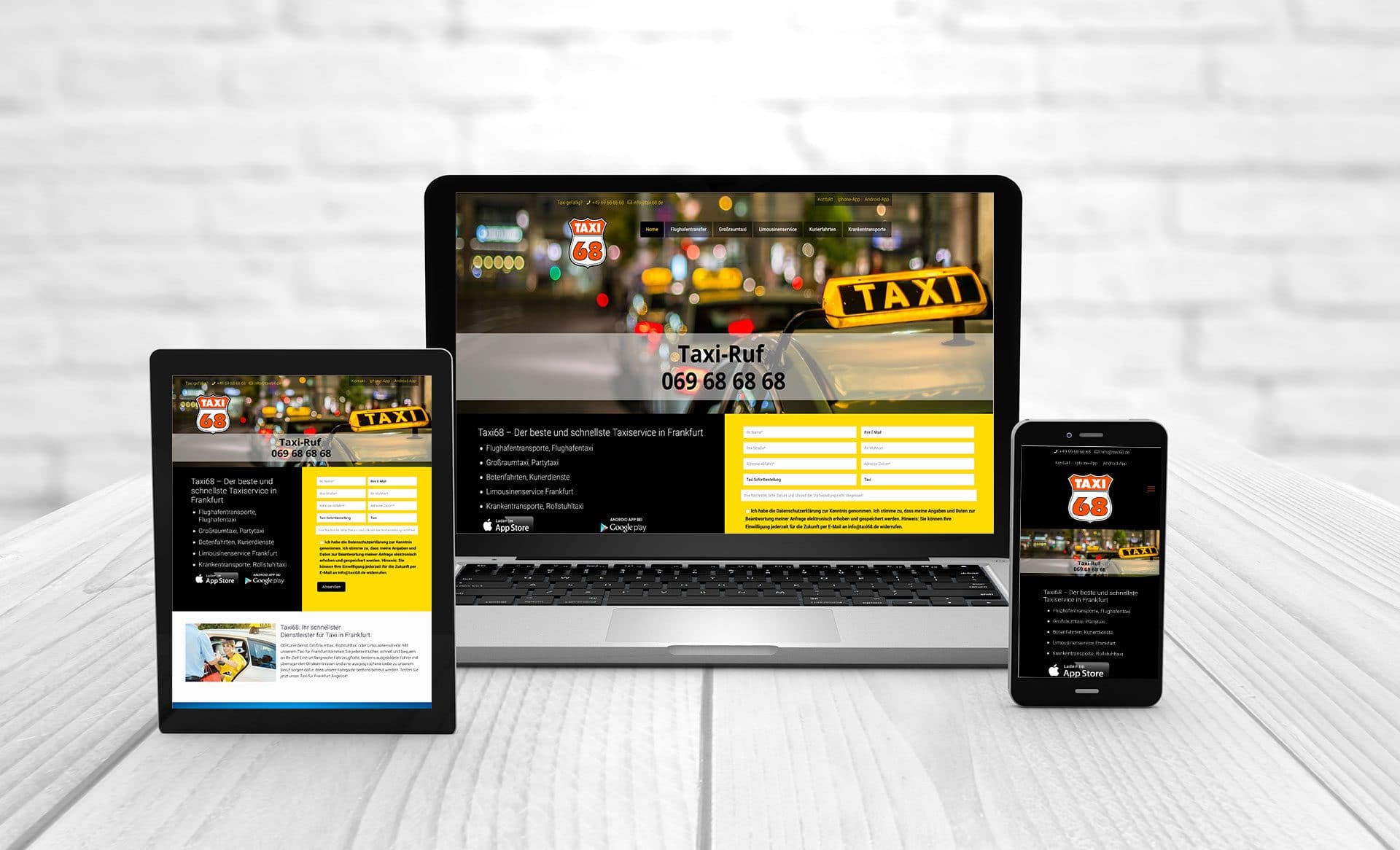 Professionelles Webdesign, Taxi 68 Frankfurt